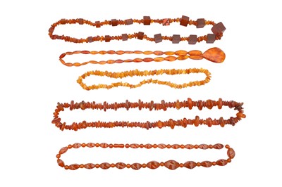 Lot 6 - A COLLECTION OF AMBER NECKLACES