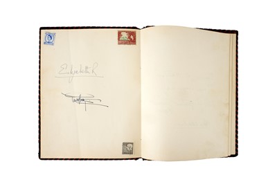 Lot 69 - VISITORS BOOK SIGNED BY QUEEN ELIZABETH II ON A STATE VISIT TO SWEDEN, 1956