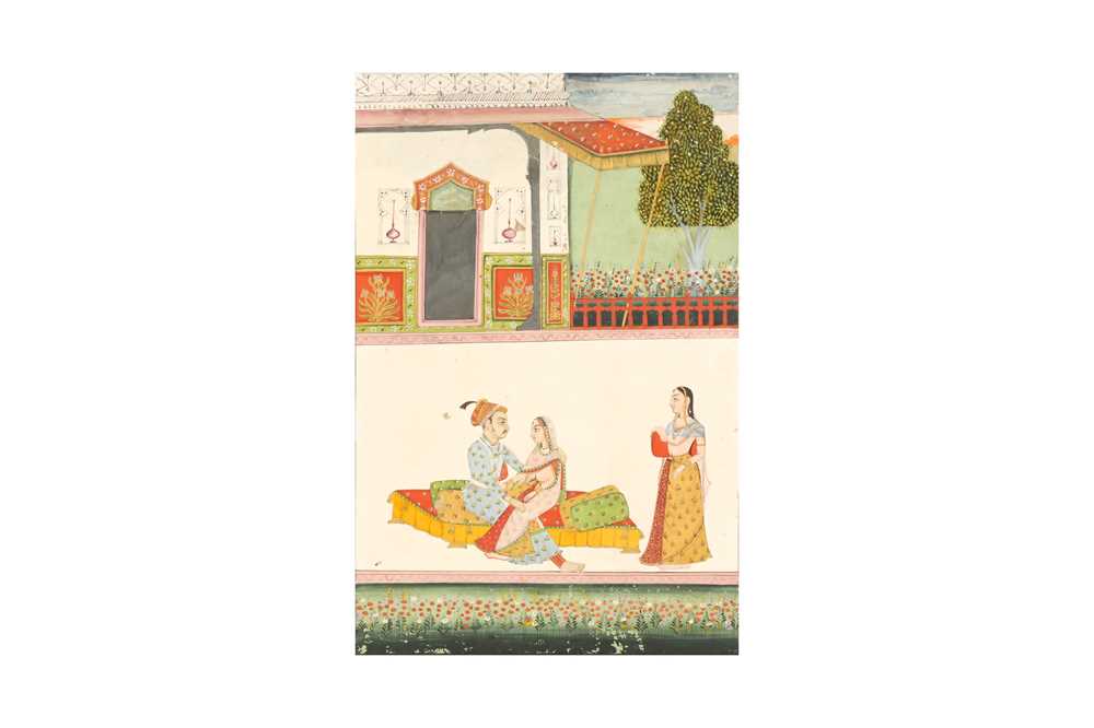 Lot 342 - A COURTLY COUPLE ON A TERRACE