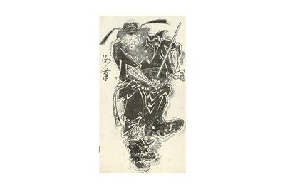 Lot 49 - A CHINESE RUBBING HANGING SCROLL 印拓