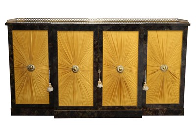 Lot 1450 - A CONTEMPORARY MAITLAND SMITH REGENCY STYLE TESSELATED HORN BREAKFRONT SIDEBOARD