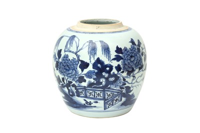 Lot 537 - A CHINESE BLUE AND WHITE 'PEONY' JAR