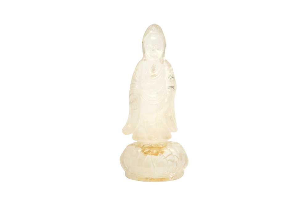 Lot 137 - A CHINESE ROCK CRYSTAL FIGURE OF GUANYIN