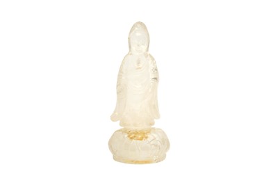 Lot 137 - A CHINESE ROCK CRYSTAL FIGURE OF GUANYIN