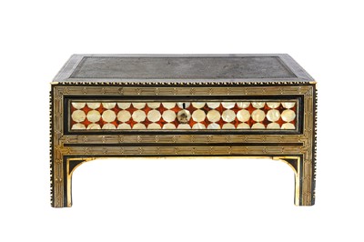 Lot 452 - λ AN OTTOMAN MOTHER-OF-PEARL, TORTOISESHELL, AND BONE-INLAID WOODEN SCRIBE'S TABLE