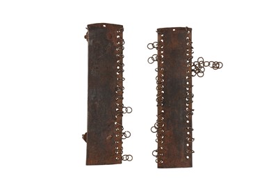 Lot 181 - TWO GOLD-DAMASCENED STEEL ARMOUR PLATES