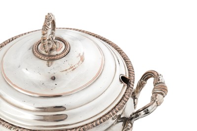 Lot 327 - An assembled George III Old Sheffield Silver Plate soup tureen, sauce tureen and sauce boat set, circa 1800