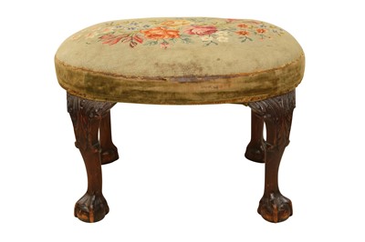 Lot 1446 - A GEORGE II STYLE OVAL WALNUT STOOL, LATE 19TH CENTURY