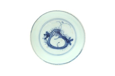 Lot 166 - A CHINESE BLUE AND WHITE BOWL AND A SMALL DISH
