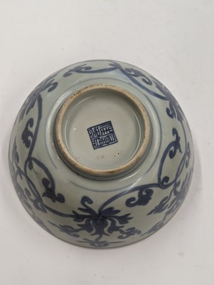 Lot 540 - A CHINESE BLUE AND WHITE BOWL AND A SMALL DISH