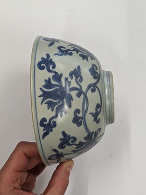 Lot 540 - A CHINESE BLUE AND WHITE BOWL AND A SMALL DISH