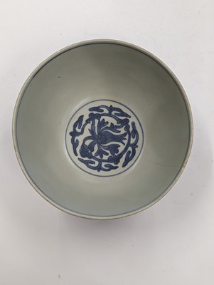 Lot 166 - A CHINESE BLUE AND WHITE BOWL AND A SMALL DISH