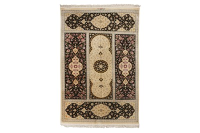 Lot 88 - AN EXTREMELY FINE SIGNED SILK QUM RUG, CENTRAL PERSIA