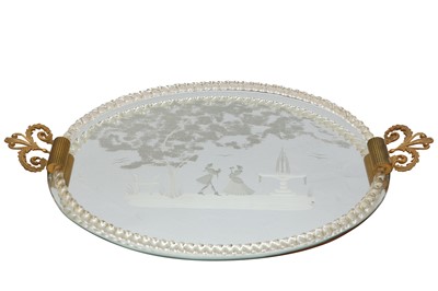 Lot 1585 - A VENETIAN GLASS SERVING TRAY