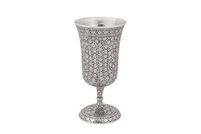 Lot 104 - A late 19th century Anglo – Indian unmarked silver goblet, Kashmir circa 1880