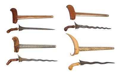 Lot 1696 - A GROUP OF EIGHT MALAYSIAN KRIS DAGGERS