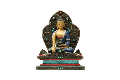 Lot 796 - A NEPALESE PAINTED BRONZE FIGURE OF BUDDHA