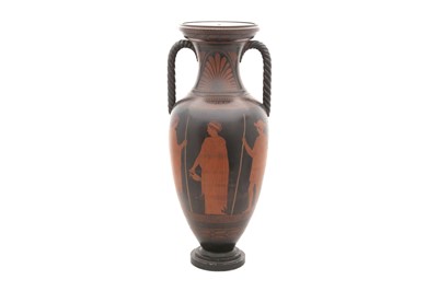 Lot 1558 - A GREEK REVIVAL TWIN-HANDLED AMPHORA LAMP BASE