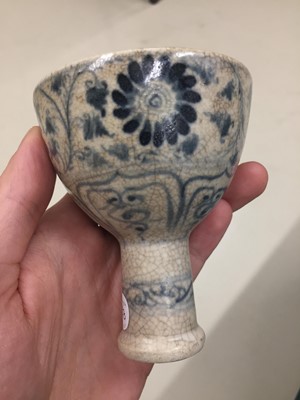Lot 788 - A RARE VIETNAMESE BLUE AND WHITE 'FLOWERS' STEM CUP
