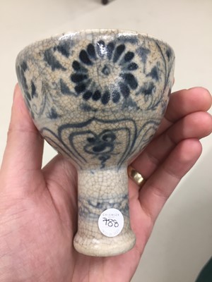 Lot 788 - A RARE VIETNAMESE BLUE AND WHITE 'FLOWERS' STEM CUP