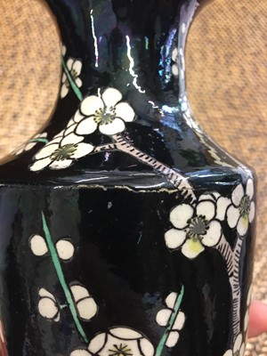 Lot 415 - A CHINESE FAMILLE-NOIRE 'PRUNUS' VASE