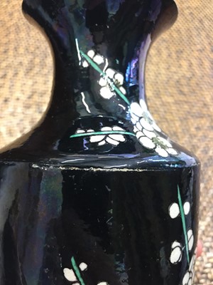 Lot 415 - A CHINESE FAMILLE-NOIRE 'PRUNUS' VASE