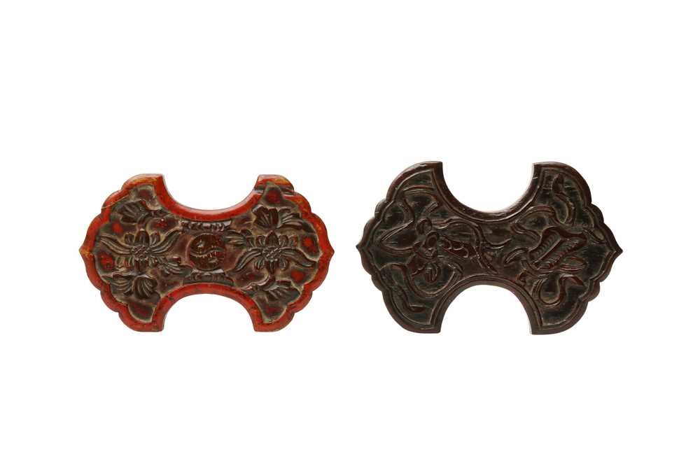 Lot 200 - TWO CHINESE CARVED WOOD SPOOLS