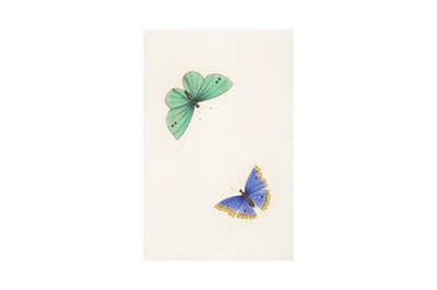 Lot 107 - THREE CHINESE EXPORT PAINTINGS OF BUTTERFLIES