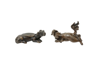 Lot 544 - TWO CHINESE BRONZE SCROLL WEIGHTS