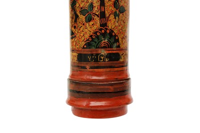 Lot 392 - TWO BURMESE LACQUER SCROLL BOXES AND COVERS