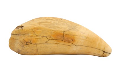 Lot 1717 - A 19TH-CENTURY SCRIMSHAW SPERM WHALE TOOTH DEPICTING WHALING EXPEDITION