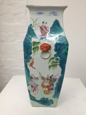Lot 617 - A CHINESE FAMILLE-ROSE 'IMMORTALS' SQUARE VASE
