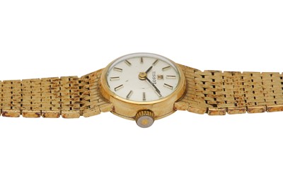 Lot 1116 - A LADIES 14K GOLD TISSOT BRACELET WATCH