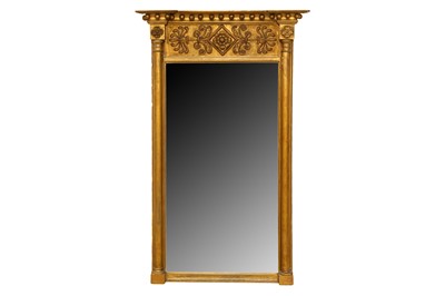 Lot 1469 - A REGENCY GILTWOOD PIER MIRROR