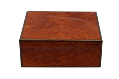 Lot 1727 - AN ELIE BLEU BURR WALNUT HUMIDOR WITH CIGARS