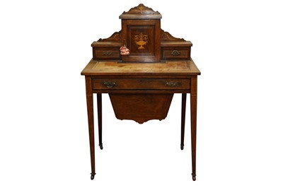 Lot 1438 - A LATE 19TH CENTURY INLAID WALNUT BONHEUR DU JOUR