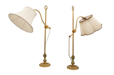 Lot 1555 - A PAIR OF GILT METAL ADJUSTABLE READING LAMPS, EARLY 20TH CENTURY