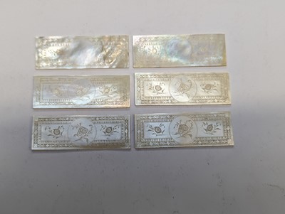 Lot 553 - A BOX OF CHINESE MOTHER-OF-PEARL GAME COUNTERS