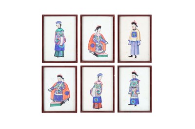 Lot 753 - SIX CHINESE PITH PAPER PAINTINGS
