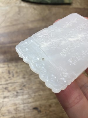 Lot 831 - A CHINESE WHITE JADE 'MEIREN TU' PLAQUE