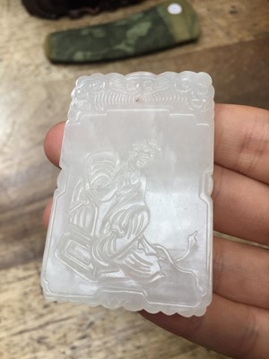 Lot 831 - A CHINESE WHITE JADE 'MEIREN TU' PLAQUE