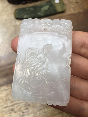 Lot 831 - A CHINESE WHITE JADE 'MEIREN TU' PLAQUE