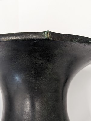 Lot 265 - A JAPANESE BRONZE MIMIKUCHI VASE