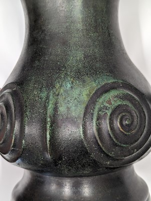 Lot 265 - A JAPANESE BRONZE MIMIKUCHI VASE