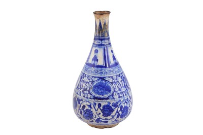 Lot 139 - A BLUE AND WHITE POTTERY BOTTLE