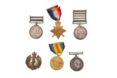 Lot 74 - A BOER WAR AND WORLD WAR ONE GROUP OF MEDALS