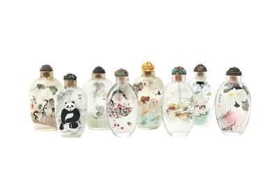 Lot 41 - A GROUP OF EIGHT CHINESE INSIDE-PAINTED GLASS SNUFF BOTTLES