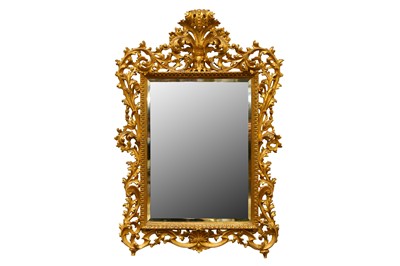 Lot 1467 - A CARVED, PIERECED AND GILED FLORENTINE STYLE 19TH CENTURY MIRROR FRAME