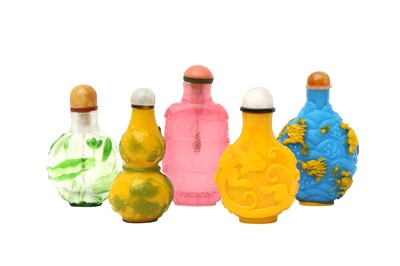 Lot 934 - A GROUP OF SIX CHINESE BEIJING GLASS SNUFF BOTTLES