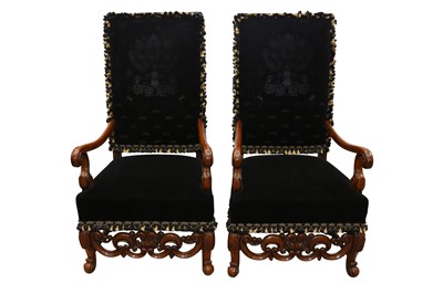 Lot 405 - A GOOD PAIR OF LOUIS XIV STYLE ARMCHAIRS